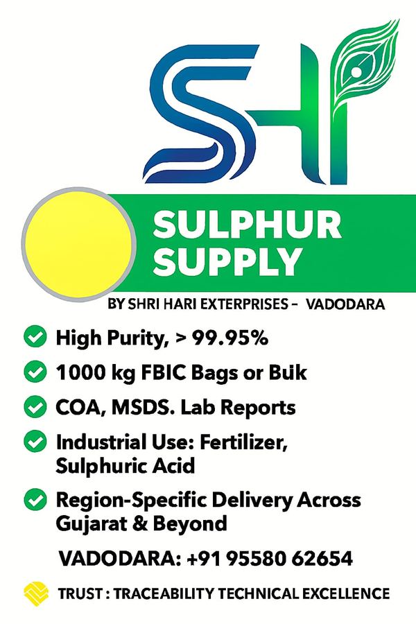 Sulphur Supply — High Purity 99.95%